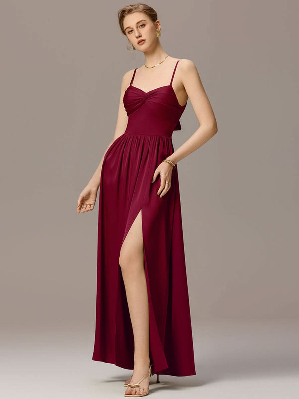 Satin Pleated Back-Tie Sleeveless Maxi Bridesmaid Dress #color_Sage Green Satin Pleated Back-Tie Sleeveless Maxi Bridesmaid Dress