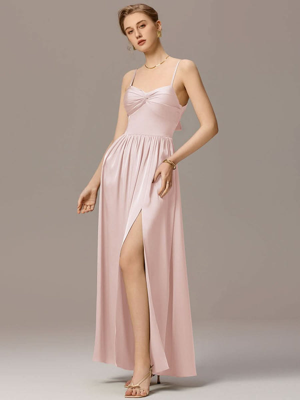 Satin Pleated Back-Tie Sleeveless Maxi Bridesmaid Dress #color_Sage Green Satin Pleated Back-Tie Sleeveless Maxi Bridesmaid Dress