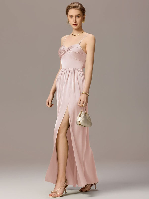 Satin Pleated Back-Tie Sleeveless Maxi Bridesmaid Dress #color_Sage Green Satin Pleated Back-Tie Sleeveless Maxi Bridesmaid Dress