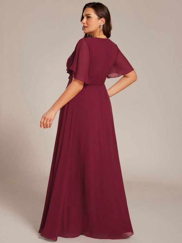 Plus Size Pleated Waist Applique Chiffon Maxi Formal Dress #color_Dusty Blue pretty ASPYN|Plus Size Pleated Waist Applique Chiffon Maxi Formal Dress