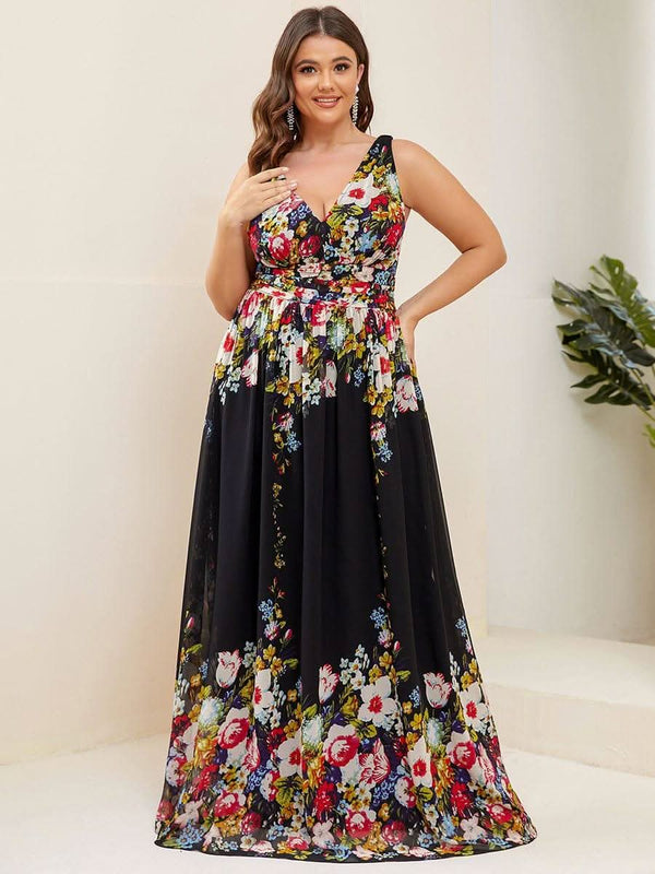 Chiffon Empire Waist Sleeveless Pleated Bridesmaid Dress #color_Dusty Blue ever HUSH|Chiffon Empire Waist Sleeveless Pleated Bridesmaid Dress