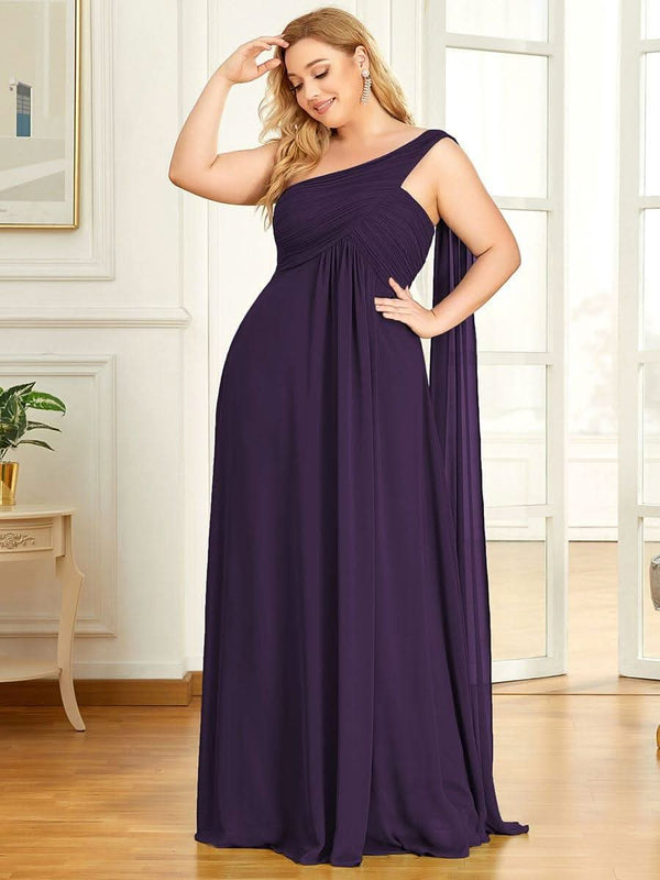 One Shoulder Pleated Chiffion Bridesmaid Sleeves #color_Burnt Orange ever ANAYA|One Shoulder Pleated Chiffion Bridesmaid Sleeves1