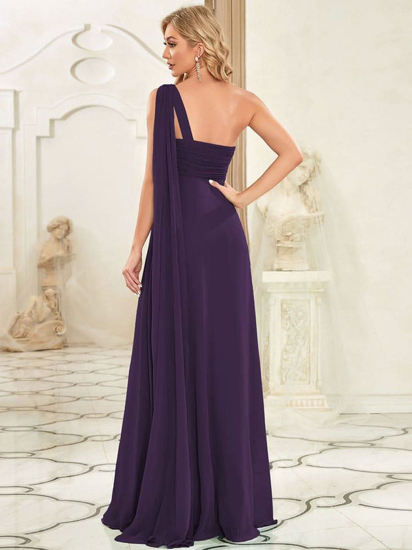 One Shoulder Pleated Chiffion Bridesmaid Sleeves #color_Burnt Orange ever ANAYA|One Shoulder Pleated Chiffion Bridesmaid Sleeves1