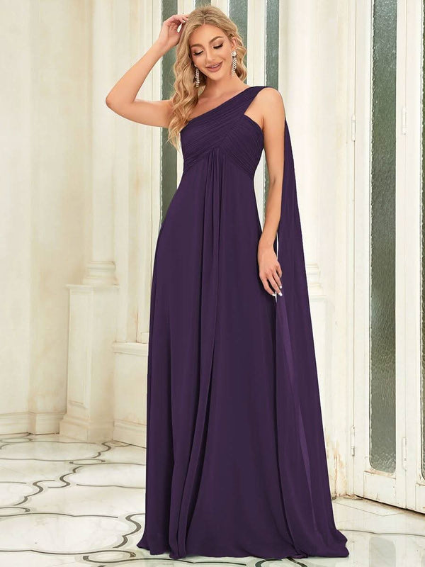One Shoulder Pleated Chiffion Bridesmaid Sleeves #color_Burnt Orange ever ANAYA|One Shoulder Pleated Chiffion Bridesmaid Sleeves1