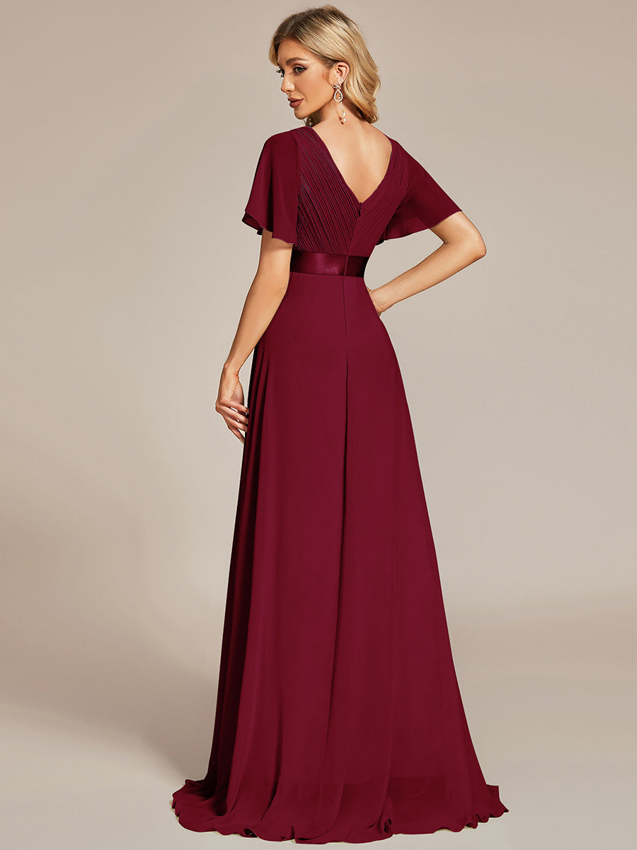 Simple Empire Waist Flowing Sleeves Evening Dress #Burgundy