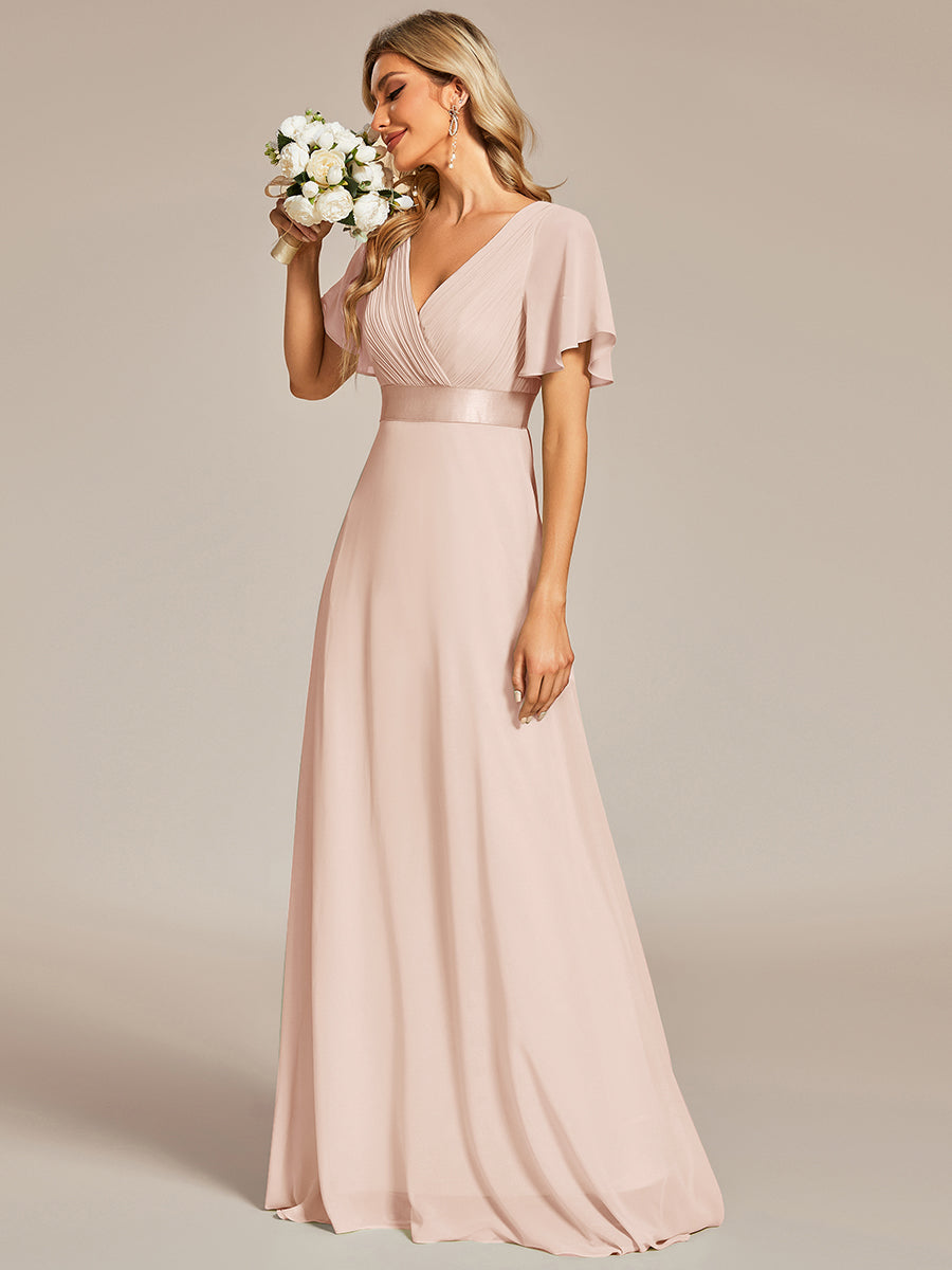 Simple Empire Waist Flowing Sleeves Evening Dress #Blush