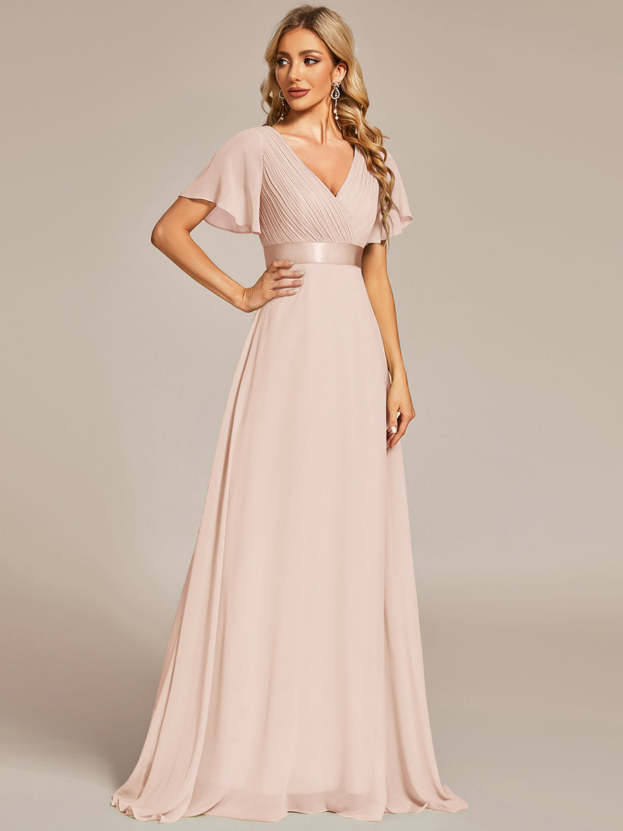 Simple Empire Waist Flowing Sleeves Evening Dress #Blush