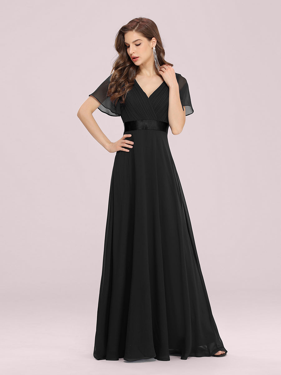 Simple Empire Waist Flowing Sleeves Evening Dress #Black