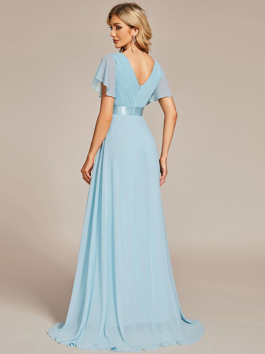 Simple Empire Waist Flowing Sleeves Evening Dress #Sky Blue