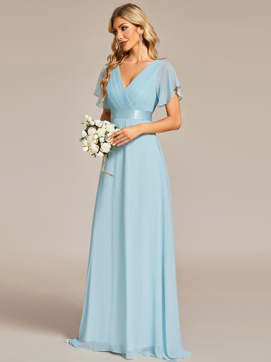 Simple Empire Waist Flowing Sleeves Evening Dress #Sky Blue