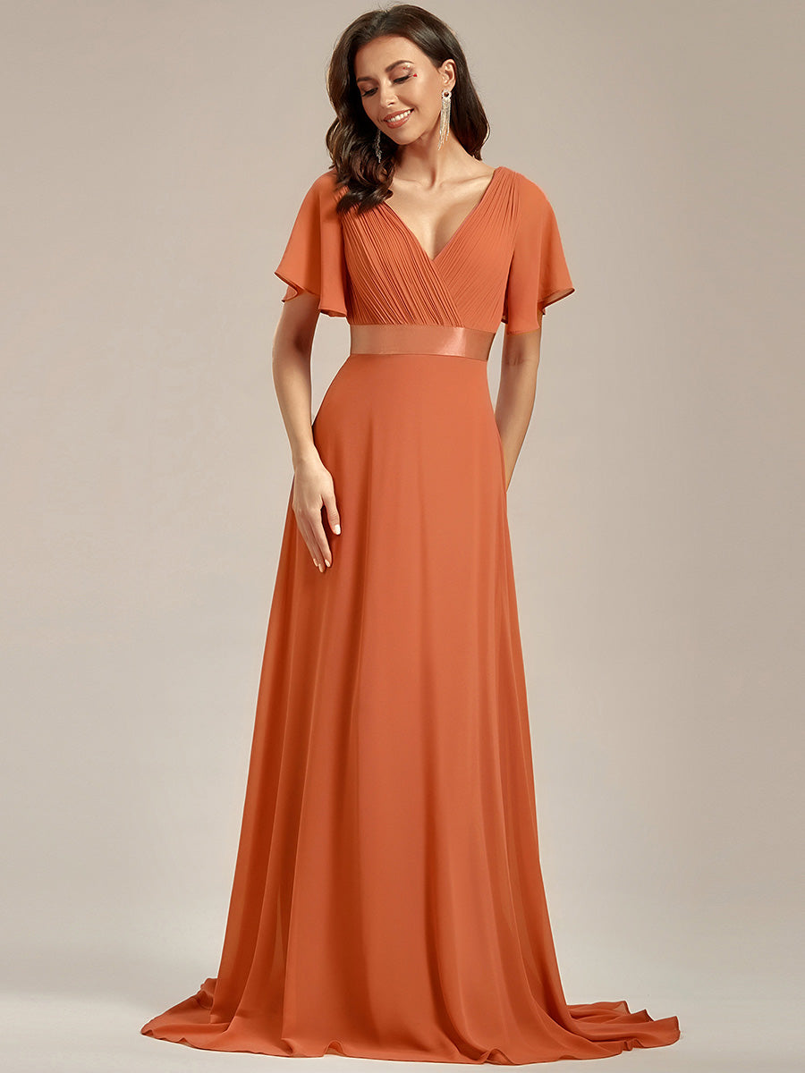 Simple Empire Waist Flowing Sleeves Evening Dress #Brandied Melon
