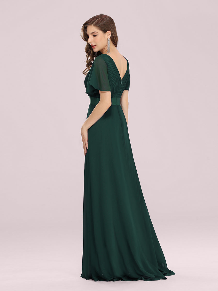 Simple Empire Waist Flowing Sleeves Evening Dress #Dark Green
