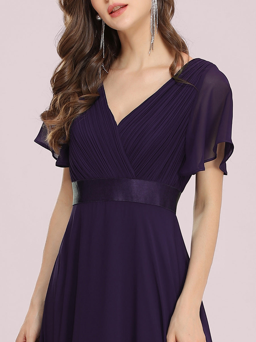 Simple Empire Waist Flowing Sleeves Evening Dress #Dark Purple