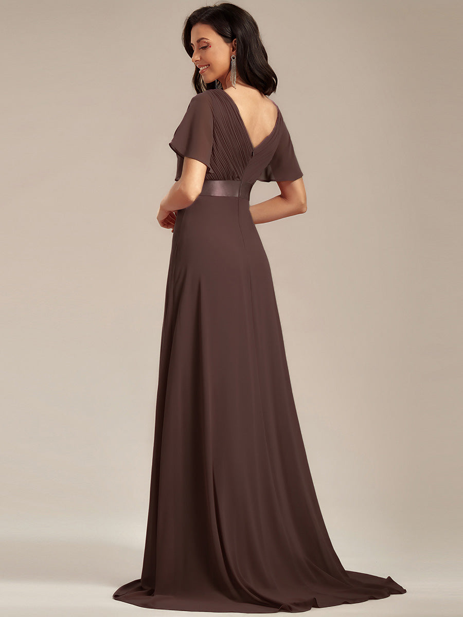 Simple Empire Waist Flowing Sleeves Evening Dress #Espresso