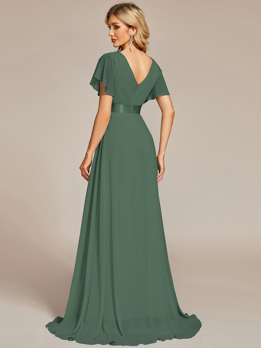 Simple Empire Waist Flowing Sleeves Evening Dress #Eucalyptus