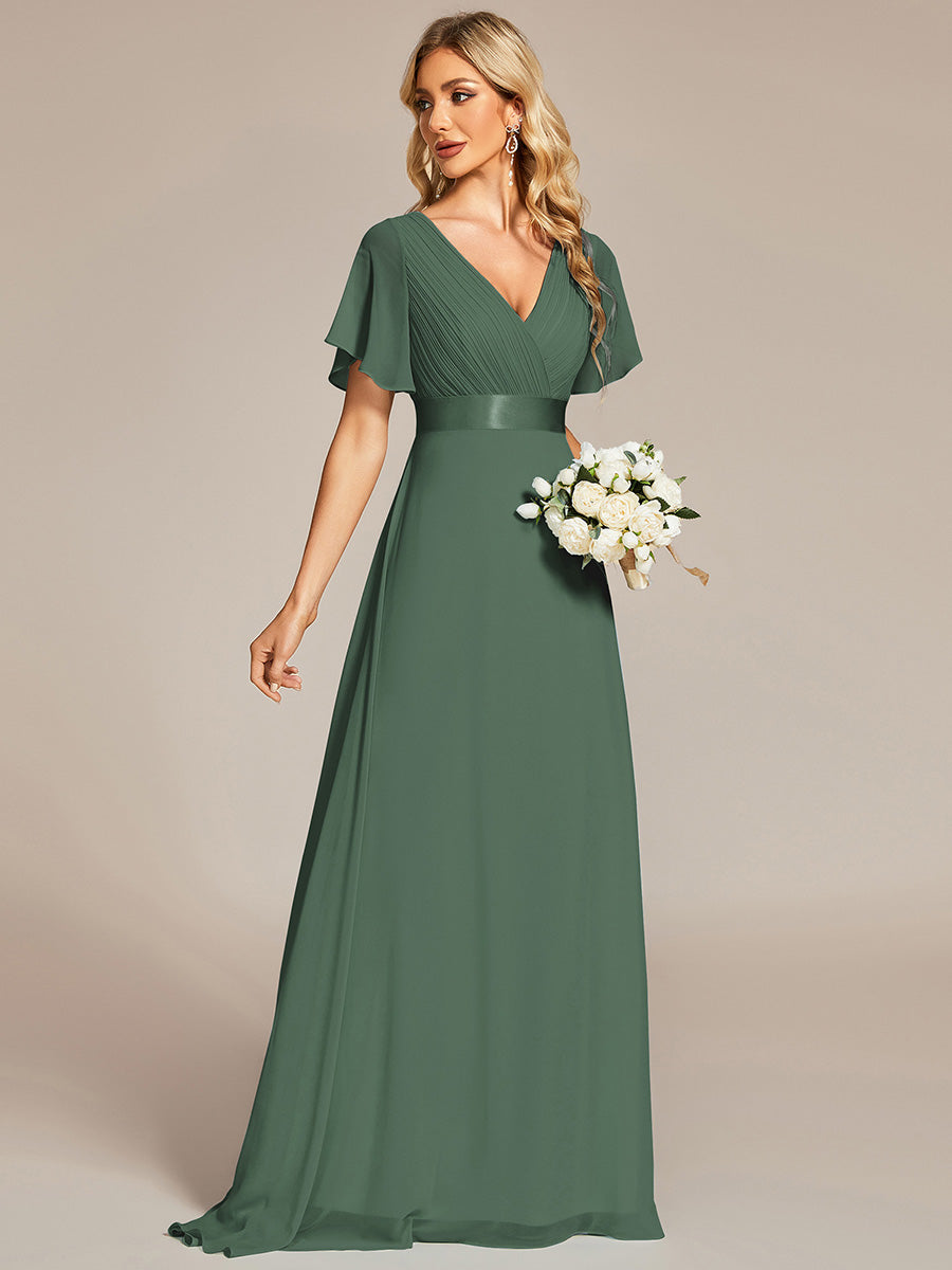 Simple Empire Waist Flowing Sleeves Evening Dress #Eucalyptus