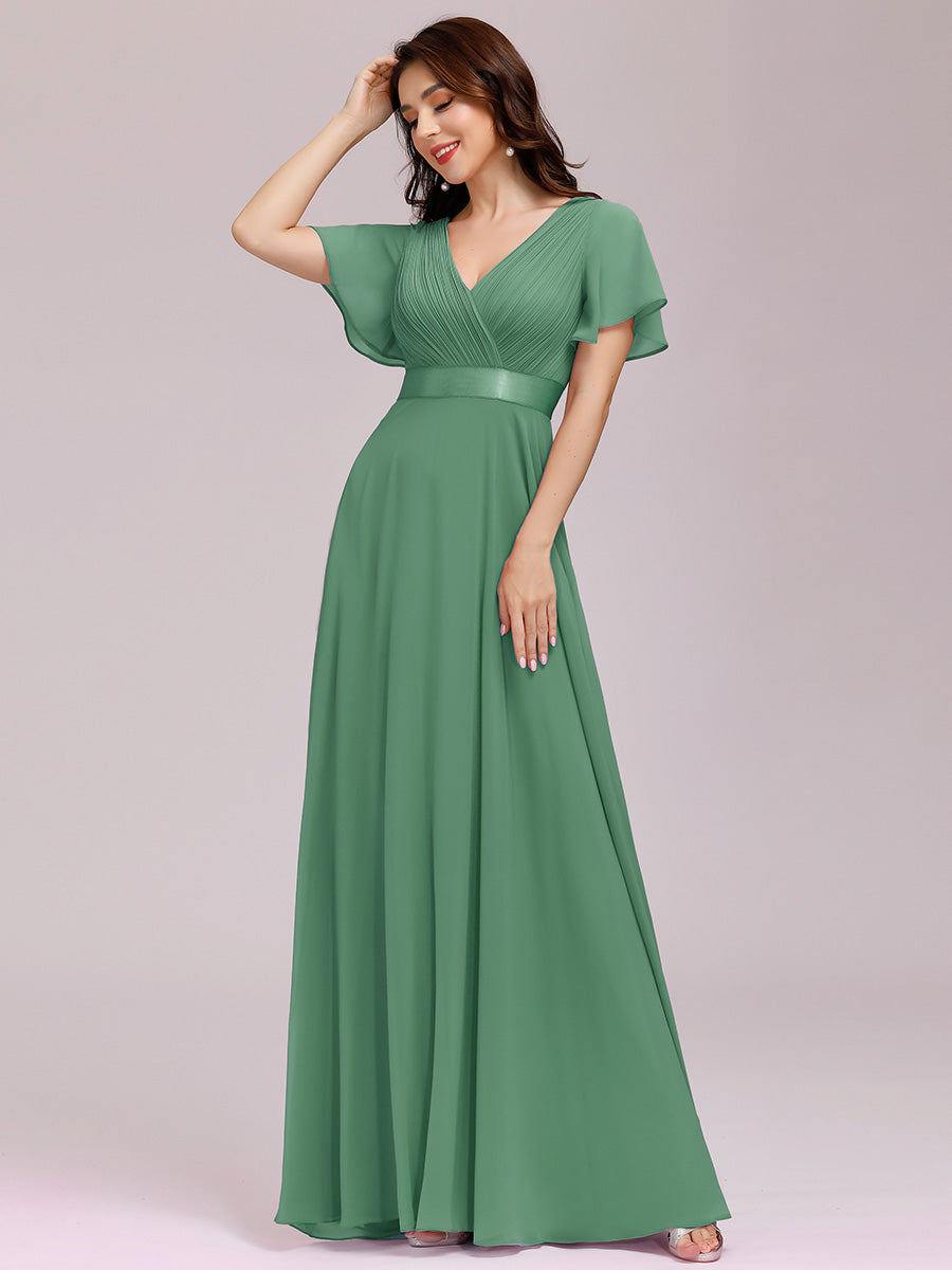 Simple Empire Waist Flowing Sleeves Evening Dress #Green Bean