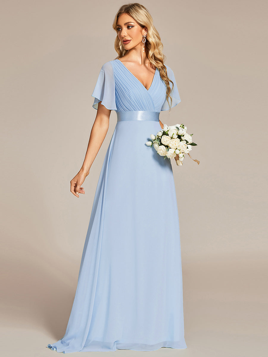 Simple Empire Waist Flowing Sleeves Evening Dress #Ice Blue