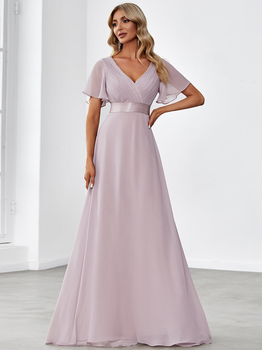 Simple Empire Waist Flowing Sleeves Evening Dress #Light Lilac