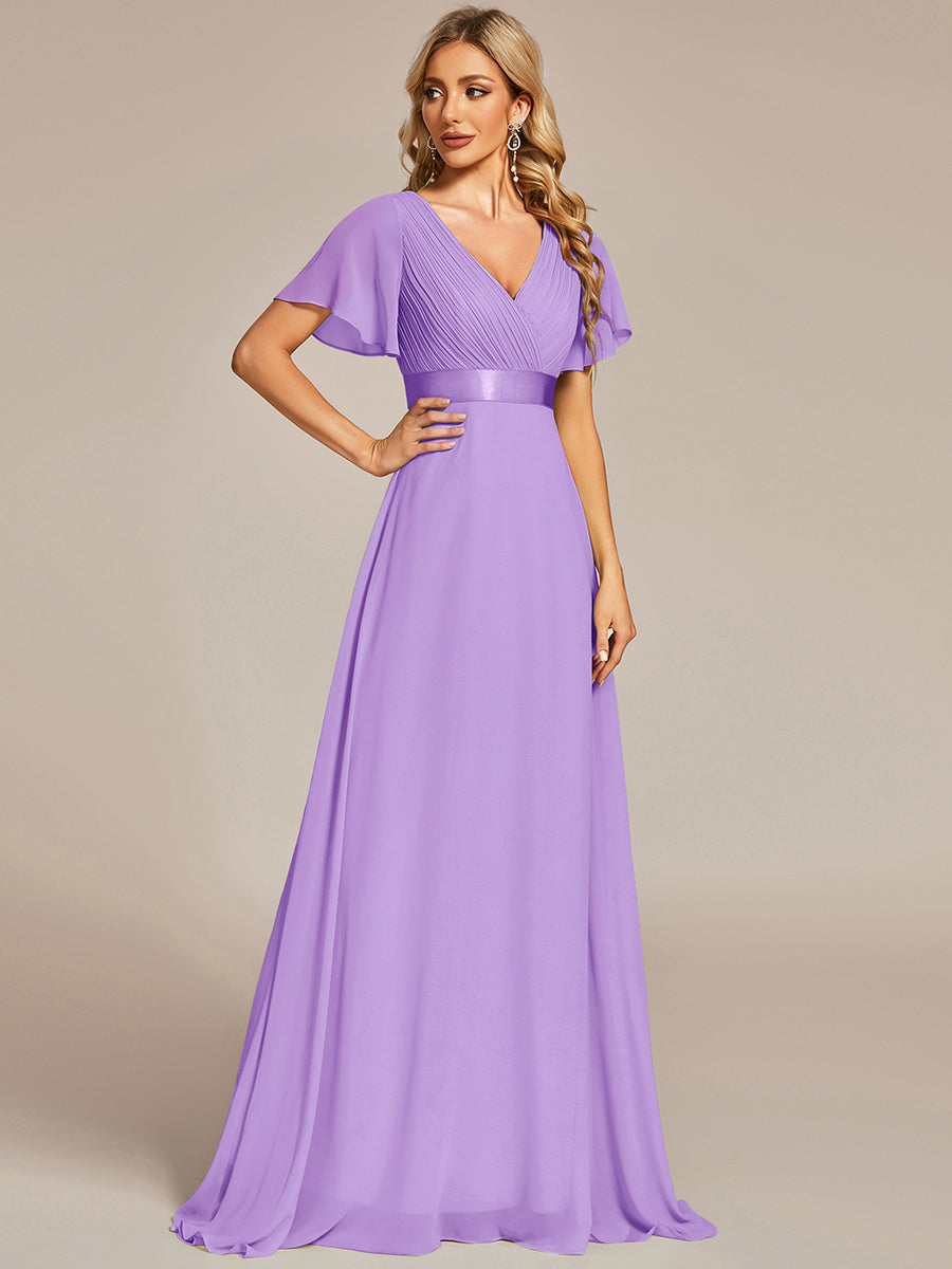 Simple Empire Waist Flowing Sleeves Evening Dress #Lavender