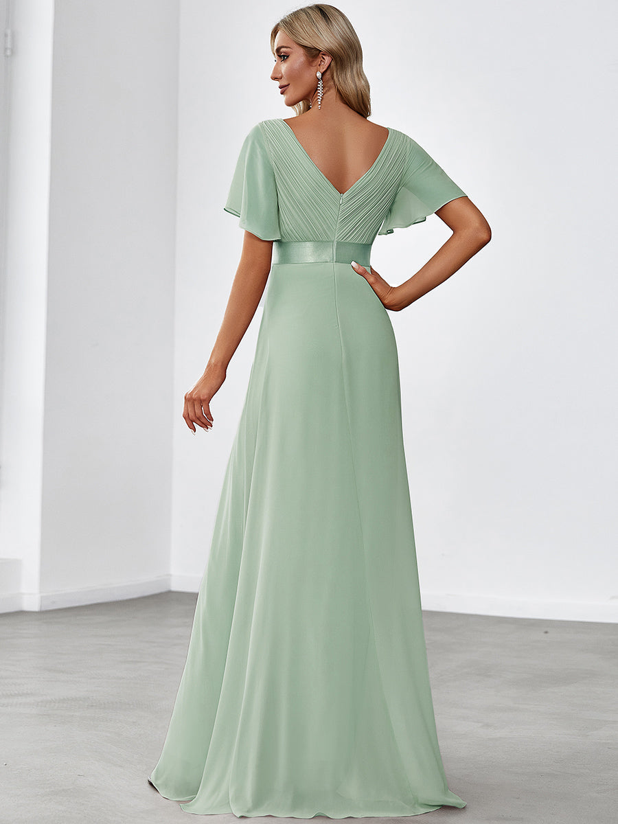 Simple Empire Waist Flowing Sleeves Evening Dress #Mint Green