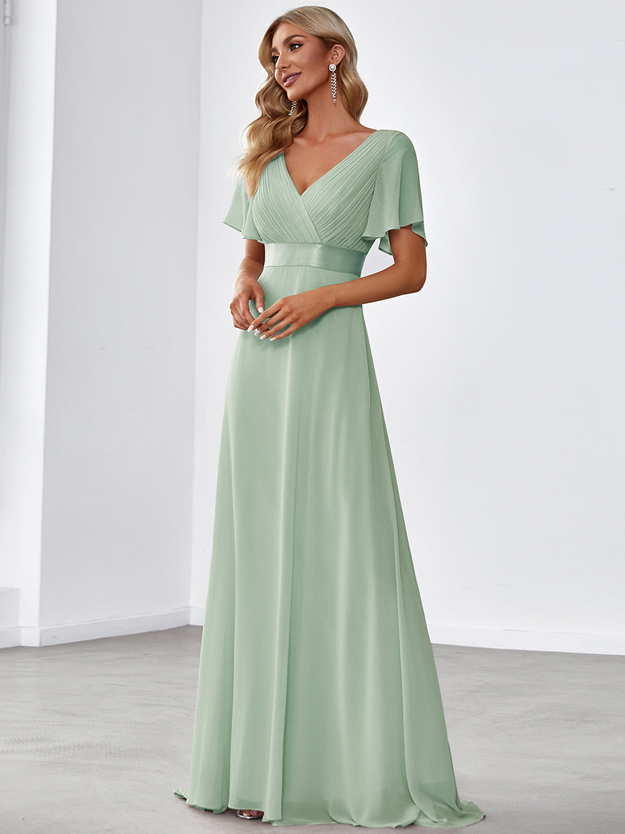 Simple Empire Waist Flowing Sleeves Evening Dress #Mint Green