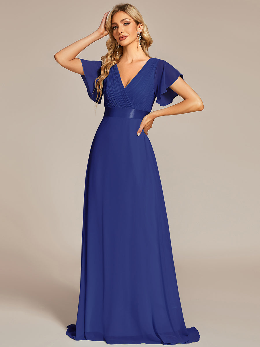 Simple Empire Waist Flowing Sleeves Evening Dress #Sapphire Blue