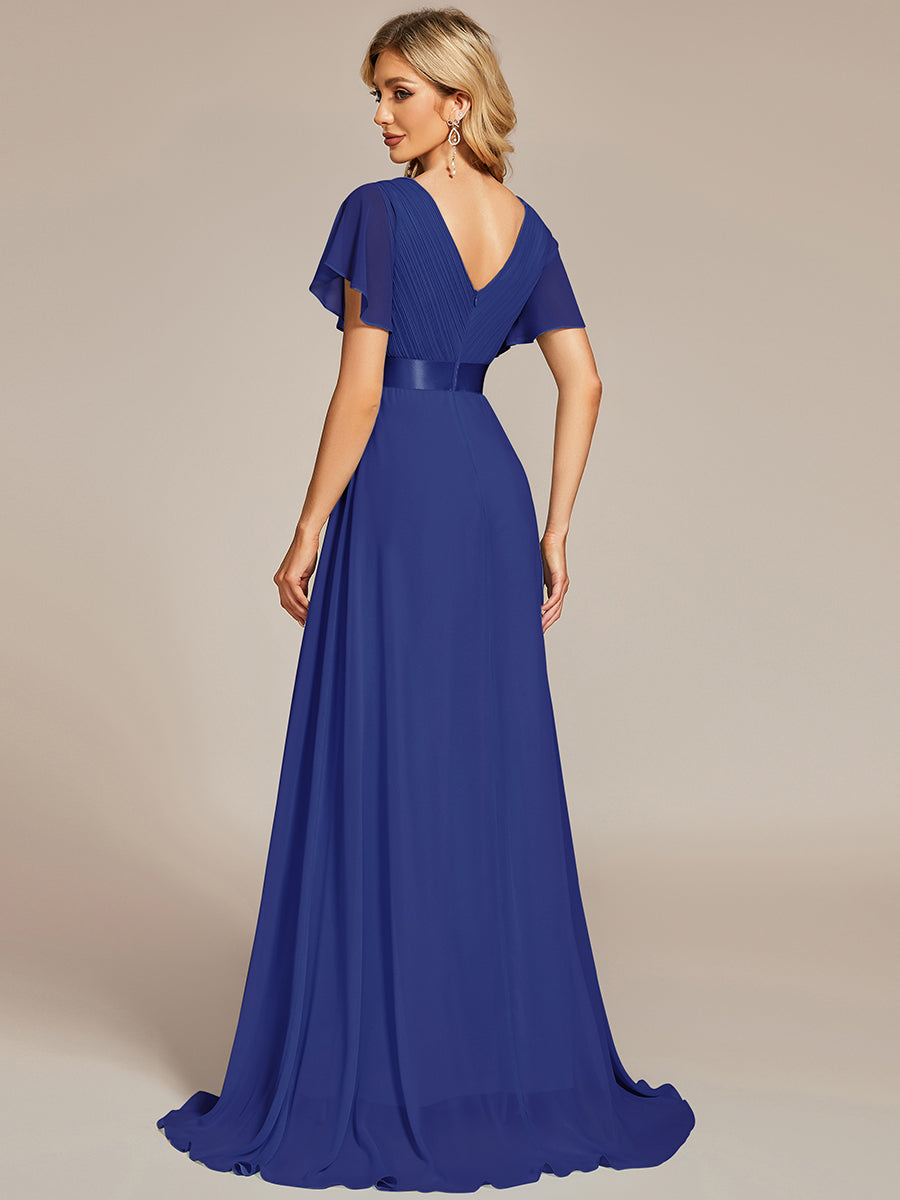 Simple Empire Waist Flowing Sleeves Evening Dress #Sapphire Blue