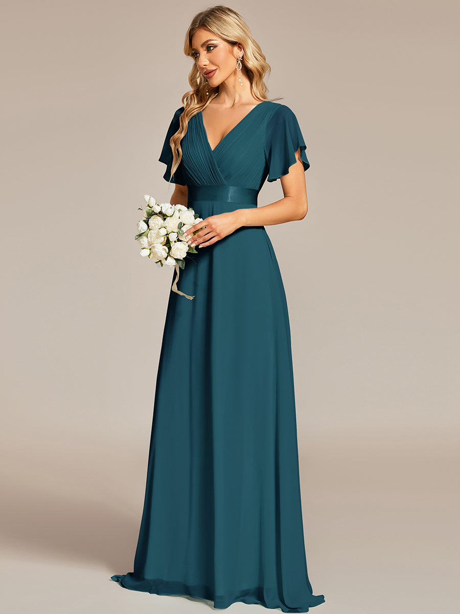 Simple Empire Waist Flowing Sleeves Evening Dress #Teal