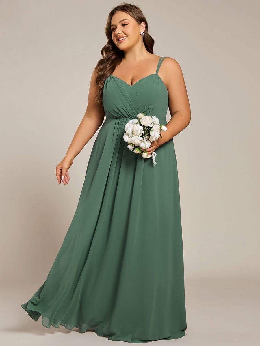 Plus Size Convertible Lace-Up Chiffon Bridesmaid Dress #color_Eucalyptus