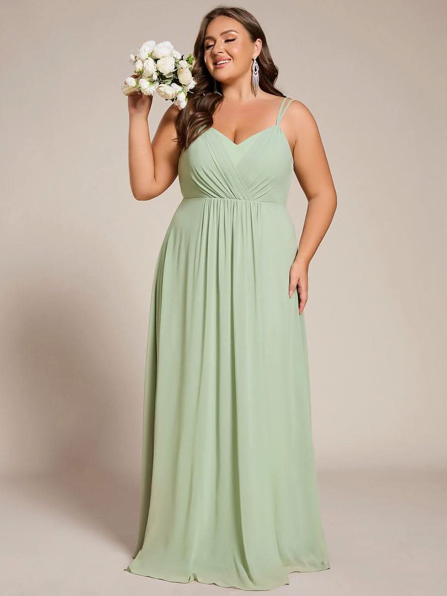 Plus Size Convertible Lace-Up Chiffon Bridesmaid Dress #color_Mint Green