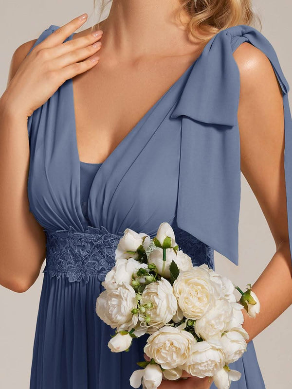 Bow Shoulder Empire Waist Maxi Bridesmaid Dress #color_Mint Green ever FRANKIE|Bow Shoulder Empire Waist Maxi Bridesmaid Dress