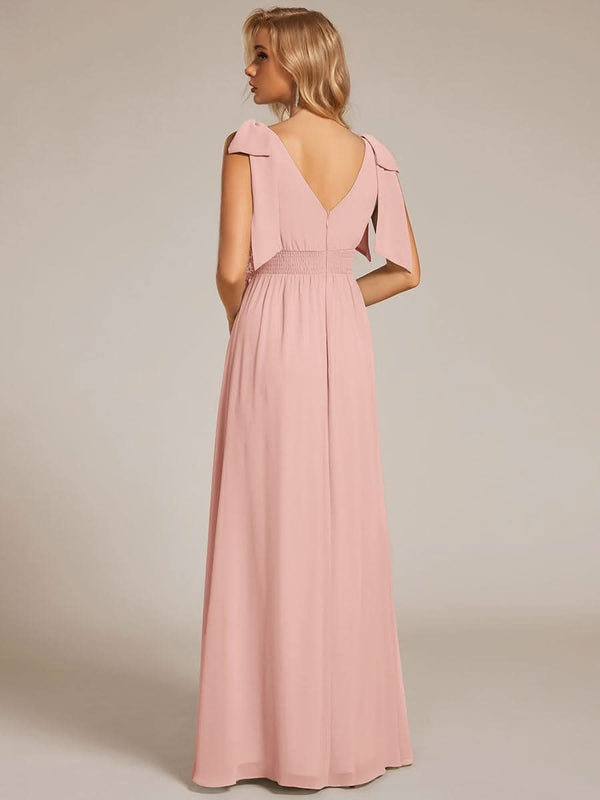 Bow Shoulder Empire Waist Maxi Bridesmaid Dress #color_Mint Green ever FRANKIE|Bow Shoulder Empire Waist Maxi Bridesmaid Dress