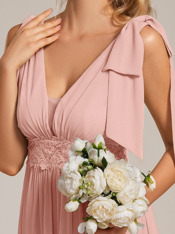 Bow Shoulder Empire Waist Maxi Bridesmaid Dress #color_Mint Green ever FRANKIE|Bow Shoulder Empire Waist Maxi Bridesmaid Dress
