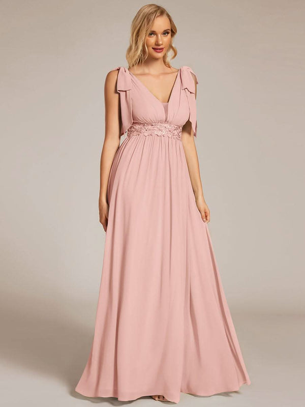 Bow Shoulder Empire Waist Maxi Bridesmaid Dress #color_Mint Green ever FRANKIE|Bow Shoulder Empire Waist Maxi Bridesmaid Dress