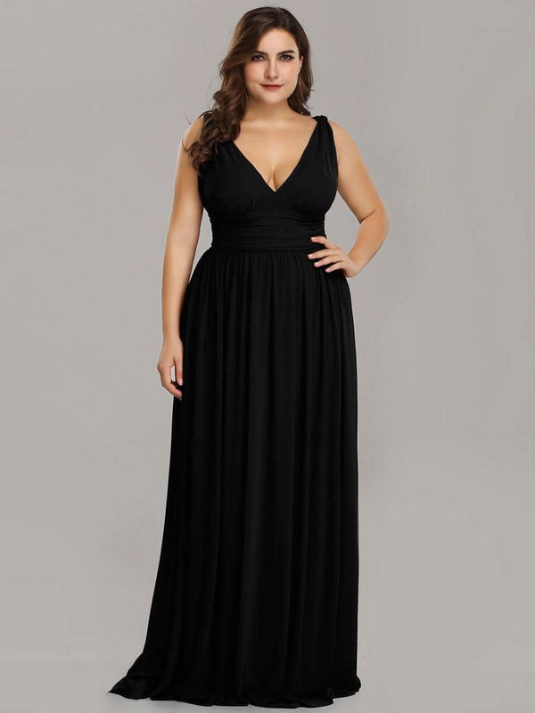 Chiffon Empire Waist Sleeveless Pleated Bridesmaid Dress #color_Dusty Blue ever HUSH|Chiffon Empire Waist Sleeveless Pleated Bridesmaid Dress