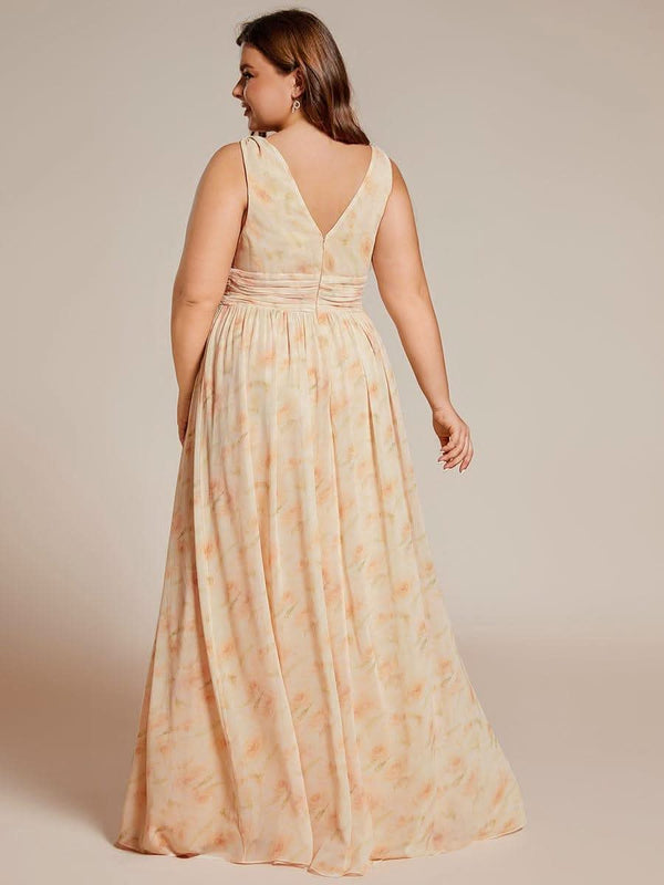 Chiffon Empire Waist Sleeveless Pleated Bridesmaid Dress #color_Dusty Blue ever HUSH|Chiffon Empire Waist Sleeveless Pleated Bridesmaid Dress