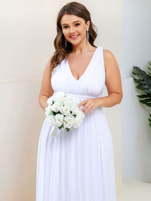 Chiffon Empire Waist Sleeveless Pleated Bridesmaid Dress #color_Dusty Blue ever HUSH|Chiffon Empire Waist Sleeveless Pleated Bridesmaid Dress