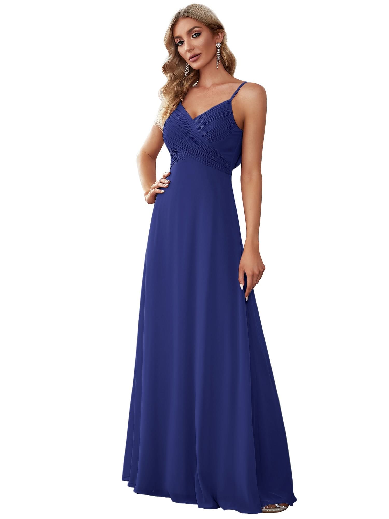 Sweetheart Draped Back Maxi Bridesmaid Dress #color_Sapphire Blue