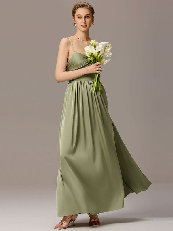 Satin Pleated Back-Tie Sleeveless Maxi Bridesmaid Dress #color_Sage Green Satin Pleated Back-Tie Sleeveless Maxi Bridesmaid Dress
