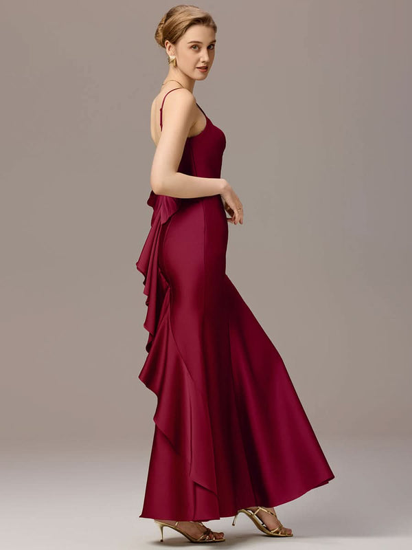 Mermaid Bow Stretch Satin Maxi Bridesmaid Dress