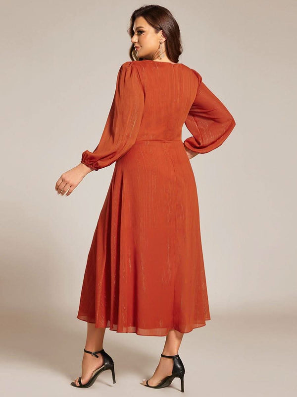 ever EMBER|Glitter Twist Knot See-Through Long Sleeve Wedding Guest Dress
