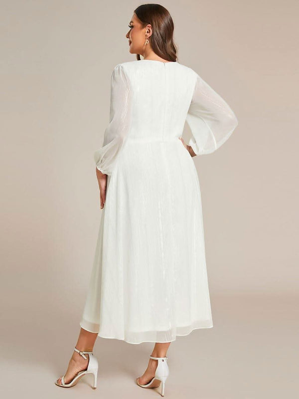 ever EMBER|Glitter Twist Knot See-Through Long Sleeve Wedding Guest Dress