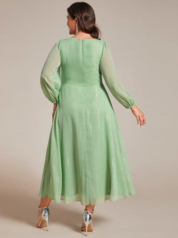 ever EMBER|Glitter Twist Knot See-Through Long Sleeve Wedding Guest Dress