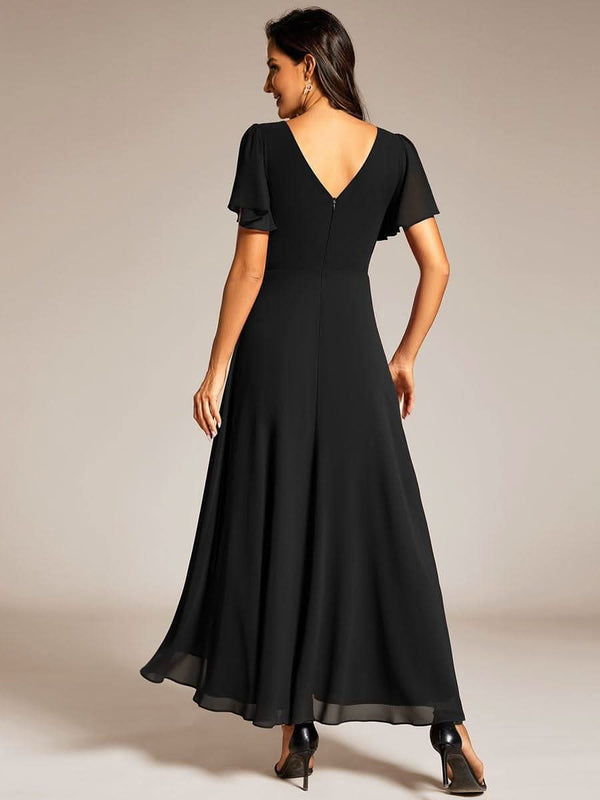 ever DAKOTA|Double V-Neck Waist Trimmed Chiffon Mother of the Bride Dress