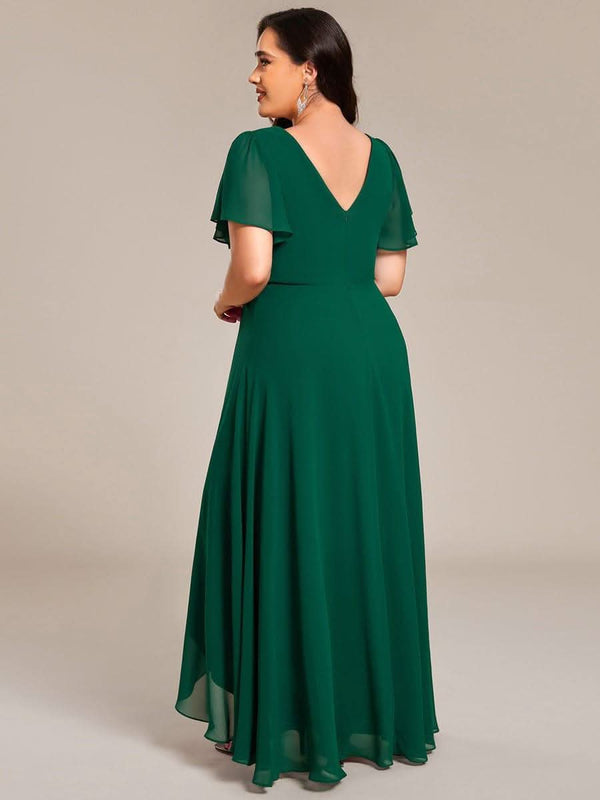 ever DAKOTA|Double V-Neck Waist Trimmed Chiffon Mother of the Bride Dress