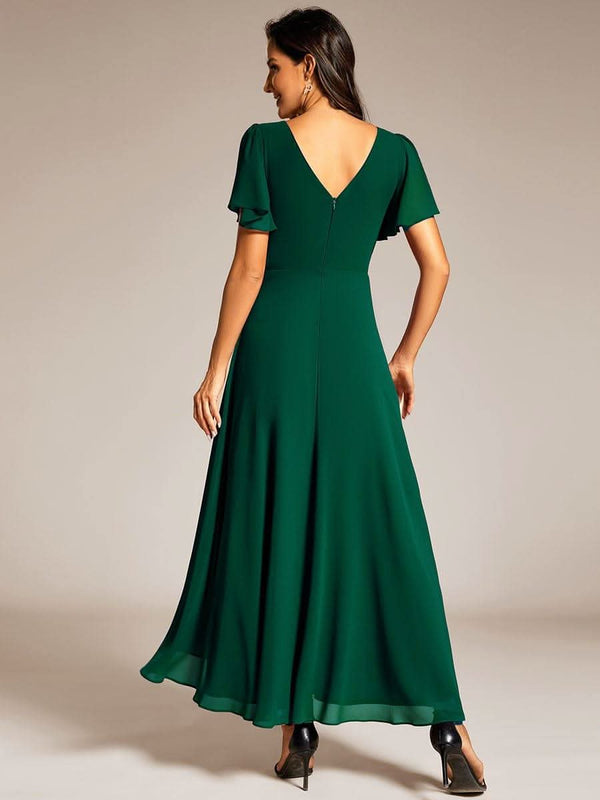 ever DAKOTA|Double V-Neck Waist Trimmed Chiffon Mother of the Bride Dress