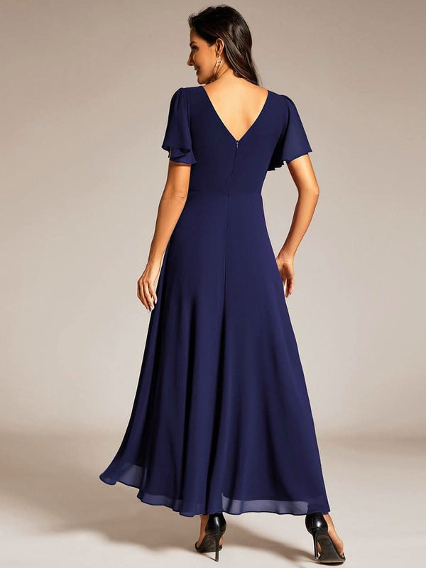 ever DAKOTA|Double V-Neck Waist Trimmed Chiffon Mother of the Bride Dress