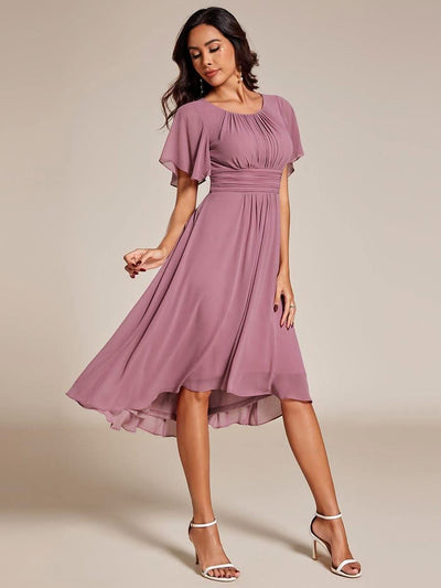 ever EDEN|Flowy Chiffon Round Neckline A-Line Knee Length Bridesmaid Dress
