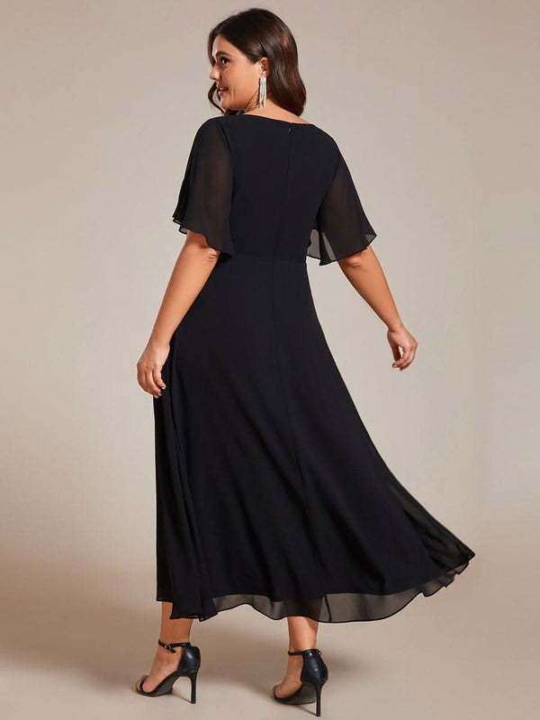 ever DAHLIA|Short Sleeve V Neck Knee Length Mother of the Bride Dress